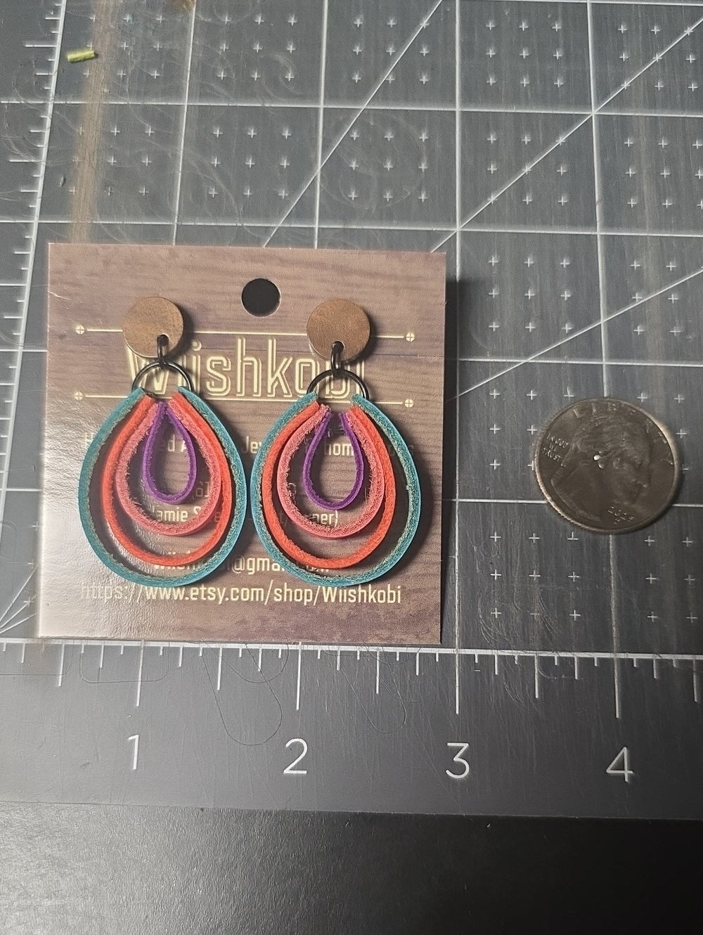 Multi-Color Layered Teardrop Leather Earrings